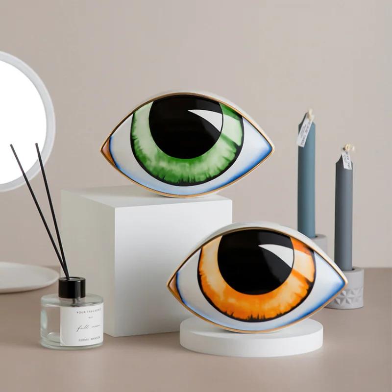 Nordic Style Ceramic Devil's Eye Home Decor Eye Abstract Ornament Sculpture Statues Study Room Abstract Decoration Gift Giving