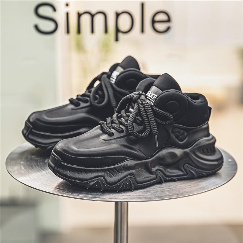 

High-top men s shoes 2025 autumn new youth style sports shoes thick-soled heightening Hong Kong style student dad shoes 39