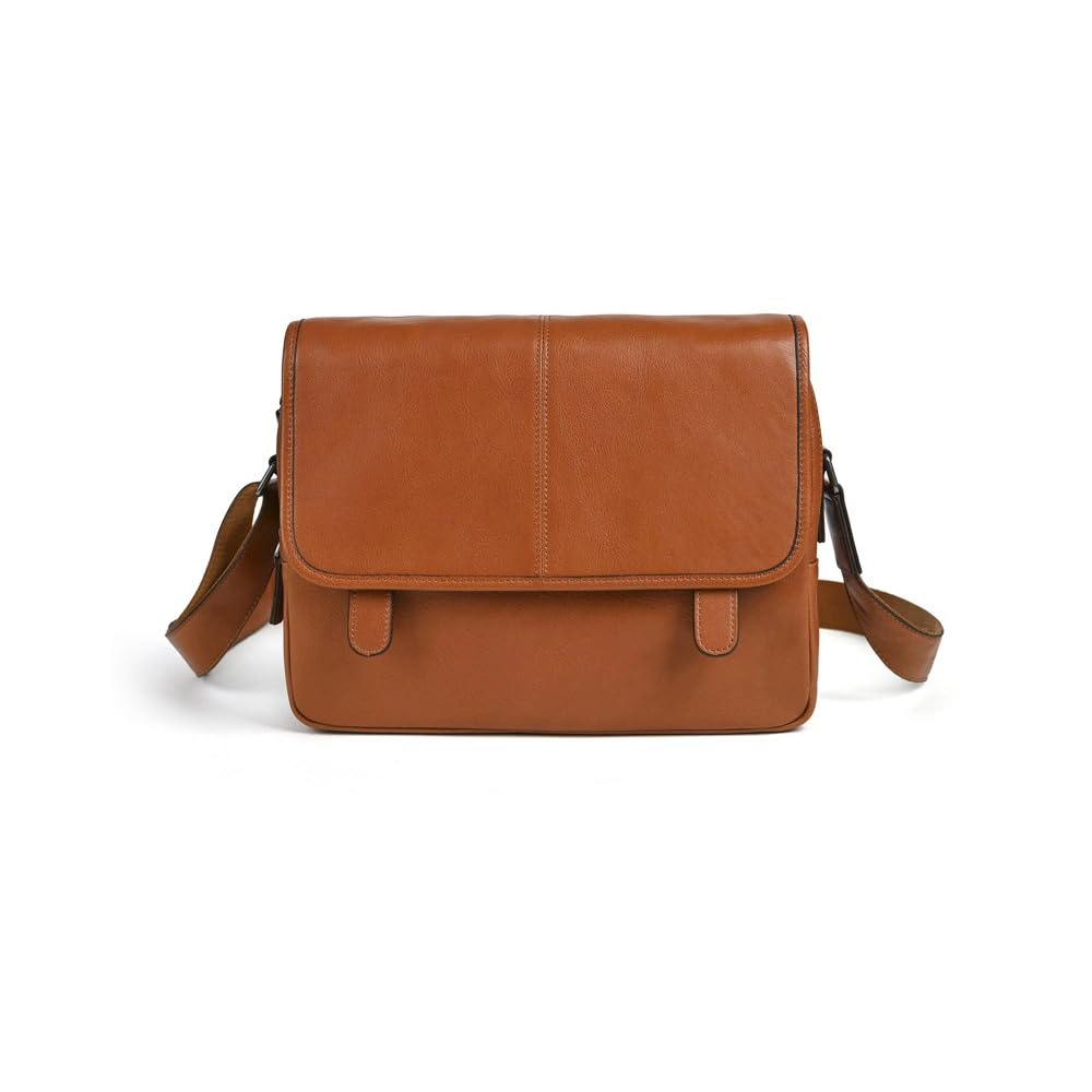 

Whatna Antique-Style Tanned Natural Cowhide Leather Shoulder Bag for Men, Crossbody Chest Bag, Fits A4 Size iPad (13-inch), Two-Compartment Divider,