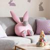 Osterhasen Kissen Rosa Hasen Kissen mit langen Ohren Flauschiger Schwanz Niedliche Füße Gepunkteter Plüschhase Stofftier Kissen zum Werfen für Zuhause Sofa Couch Auto