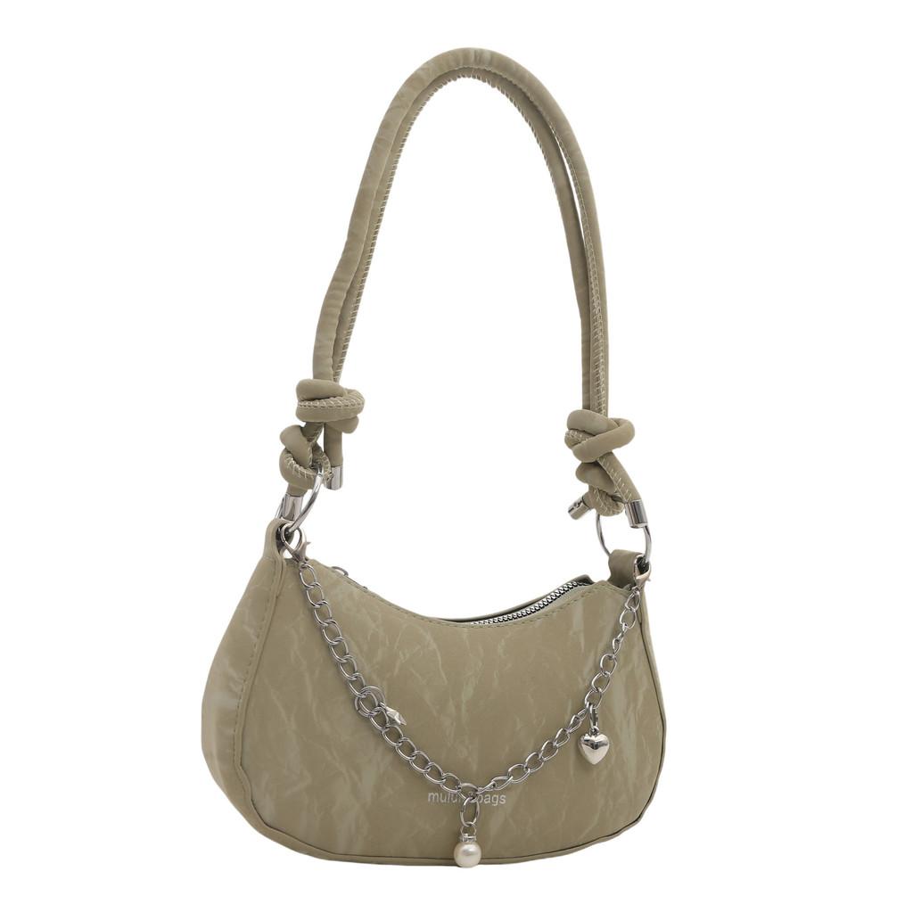 Street Style Pu Shoulder Bag For Women With Chain Strap And Zipper Closure