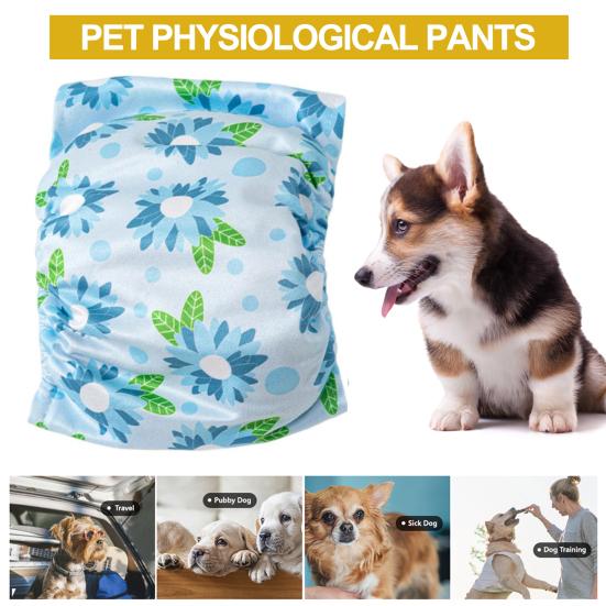 Dog Diaper Wraps Absorbent Waterproof Comfortable Printed Pattern Fastener Tape Breathable Pet Physiological Pants