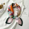 Retro Cartoon Cat Head Wrap Headband Imitation Silk Women Neckerchief  Spring and Summer
