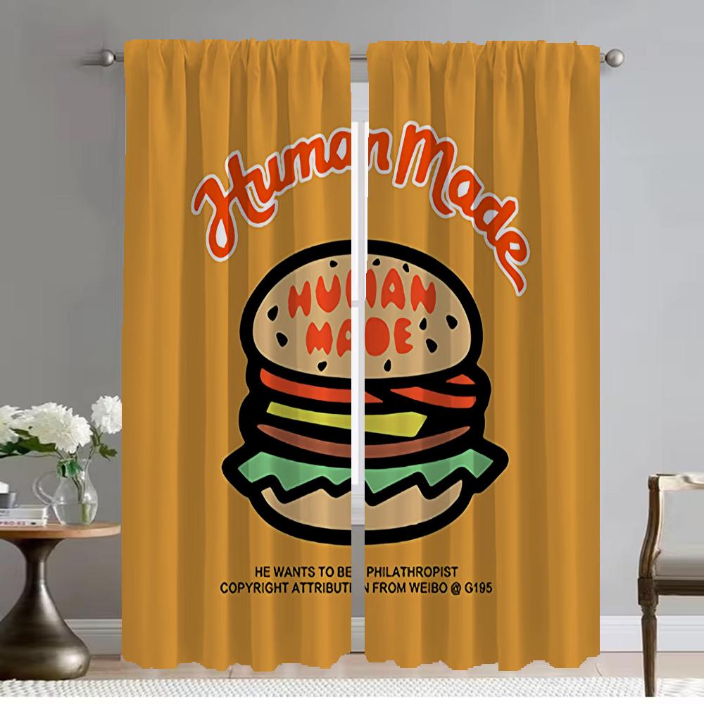 Human Made Blackout Curtains 2 Pieces Anti-mosquito Curtains for Living Room Curtain Halloween Decoration Partition Shades Child