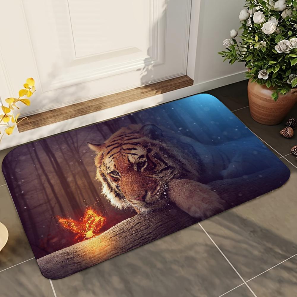 1pc Tiger Doormats Home Carpet Bathroom Absorbent Mats Anti-Slip Mats Home Decor Supplies Carpets Home Kitchen Floor Mats