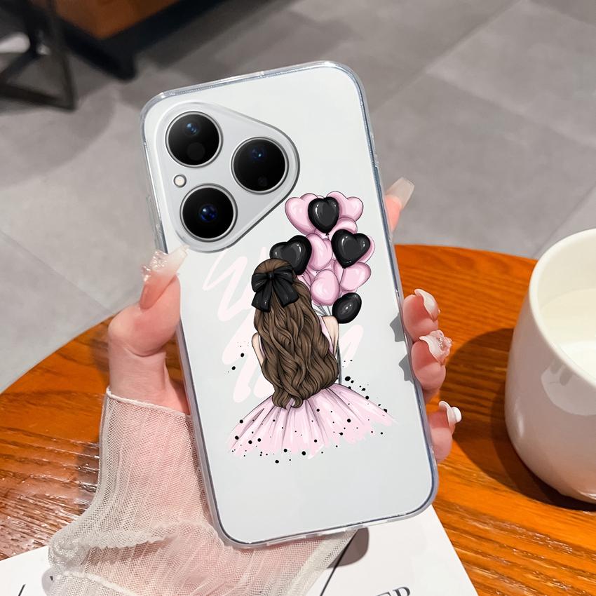 Para Huawei Pura 80 Ultra Honor 400 Magic5 Pro Capa de Telefone Padrão Astronauta Fofo TPU Transparente À Prova de Choque Protetora Capa Traseira Macia Para Huawei Capa