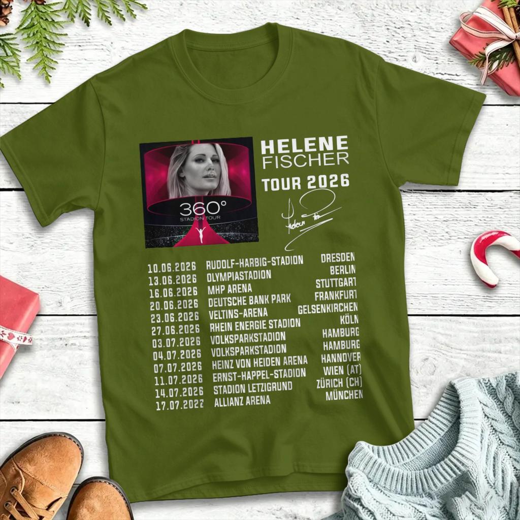 Unisex T-Shirts Helene Fischer 360° Stadiontour Freizeit Baumwolle T-Shirt Kurzarm T-Shirt Rundhals Kleidung 4XL 5XL 6XL