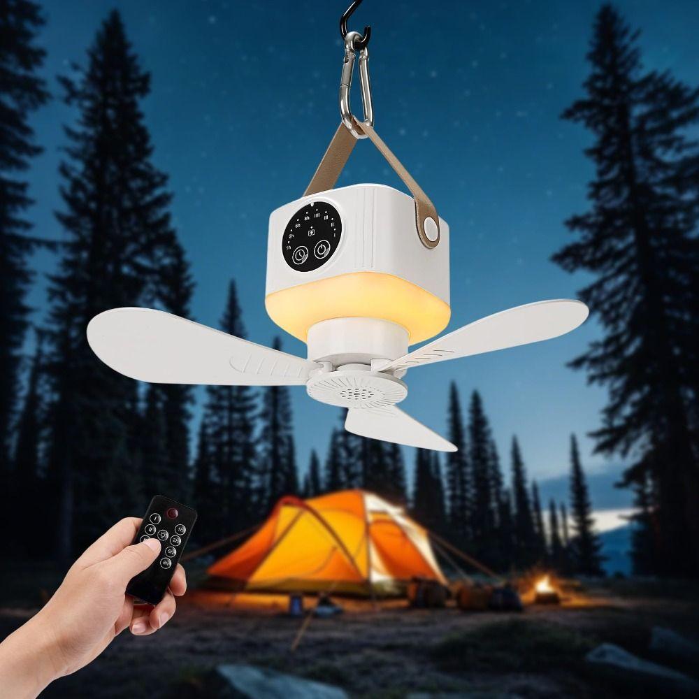 3Gears Ceiling Fans with Lights LED Light Rechargeable Ceiling Fan Portable Air Cooler Camping