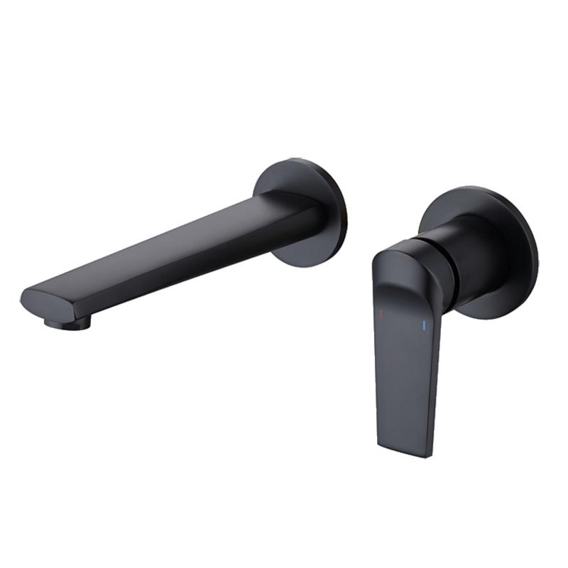 Baterie Alamă Gri Pistol/Aur Periat Baterie Lavoar Baie Montaj Ascuns Montat pe Perete Baterie Amestecător Rece și Cald Baterie Chiuvetă Crom Negru