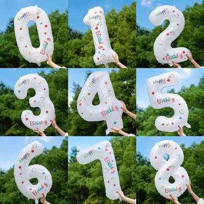 Wind 32-Inch White Aluminum Film Digital Balloon, First Birthday Outdoor Party Scene Arrangement Photo