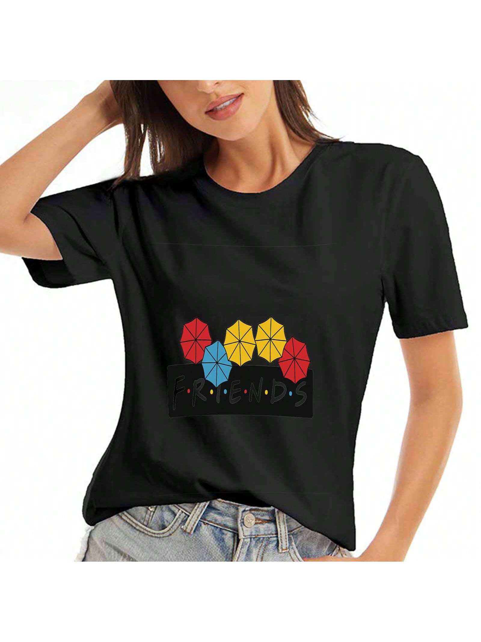 

Женская футболка с цитатой из сериала «Друзья», из чистого хлопка, высококачественная печать, прочная и удобная, модный повседневный стиль XXXXXL чёрный