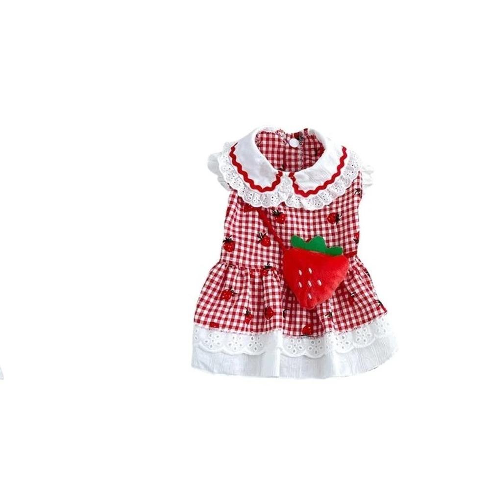 Cute Pet Strawberry Dress Soft Pet Summer Clothes Fashion Dog Vest  for Puppy Kittens