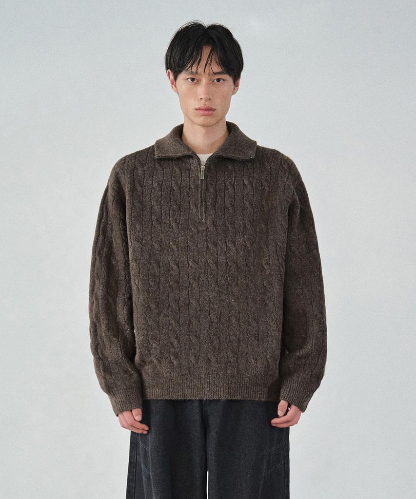 COSTUME O’CLOCK Cable Half Zip Heavy Knit Pullover 8 Color Cooskt069