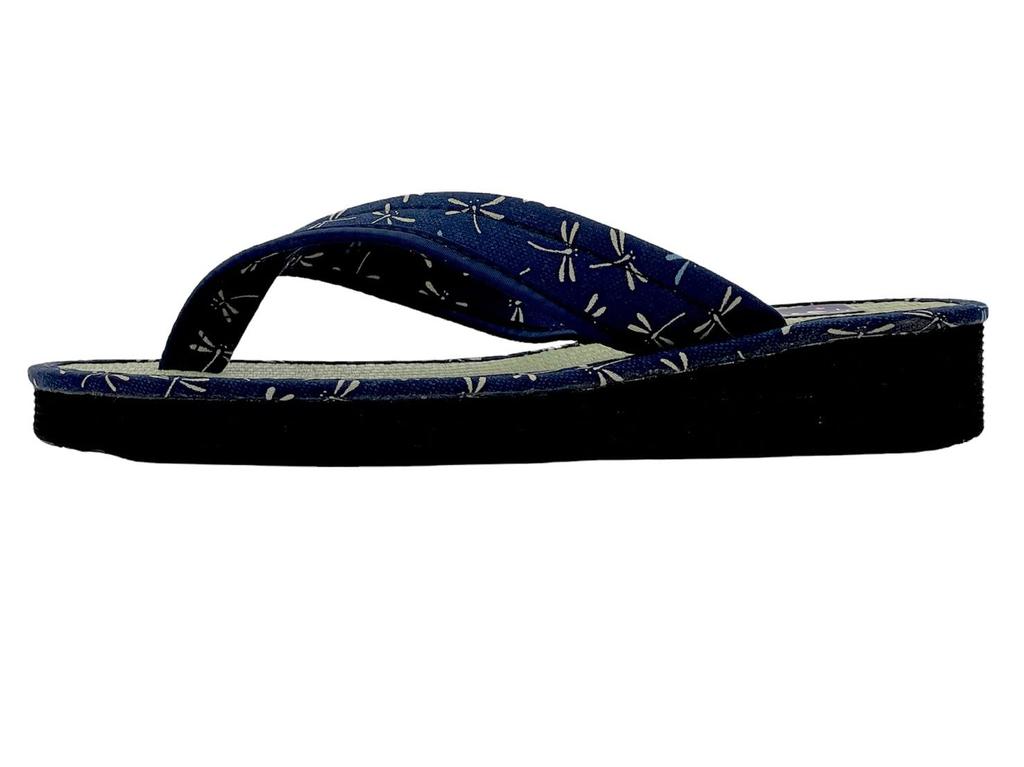 Taimei Shokai Sandals with Straps and Japanese Pattern Women's Japanese-made Tatami-style (3560 (Navy), Large)