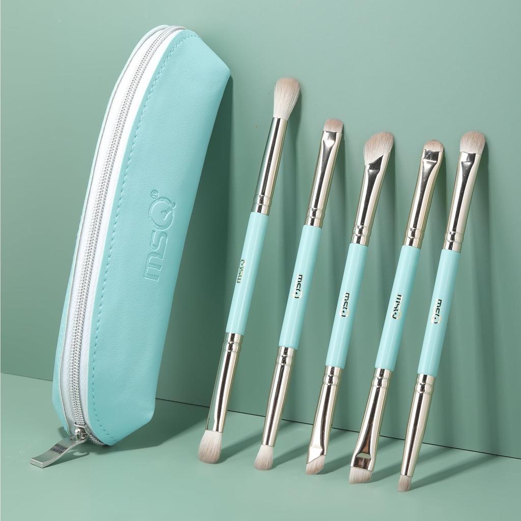 MSQ Eyeshadow Brush Makeup Eye Detail Nose Shadow Eyeliner Eyebrow Makeup Brush Set 5-Piece Set, Double-Ended Brushes, Cleaner, Brush, Brush, Brush,