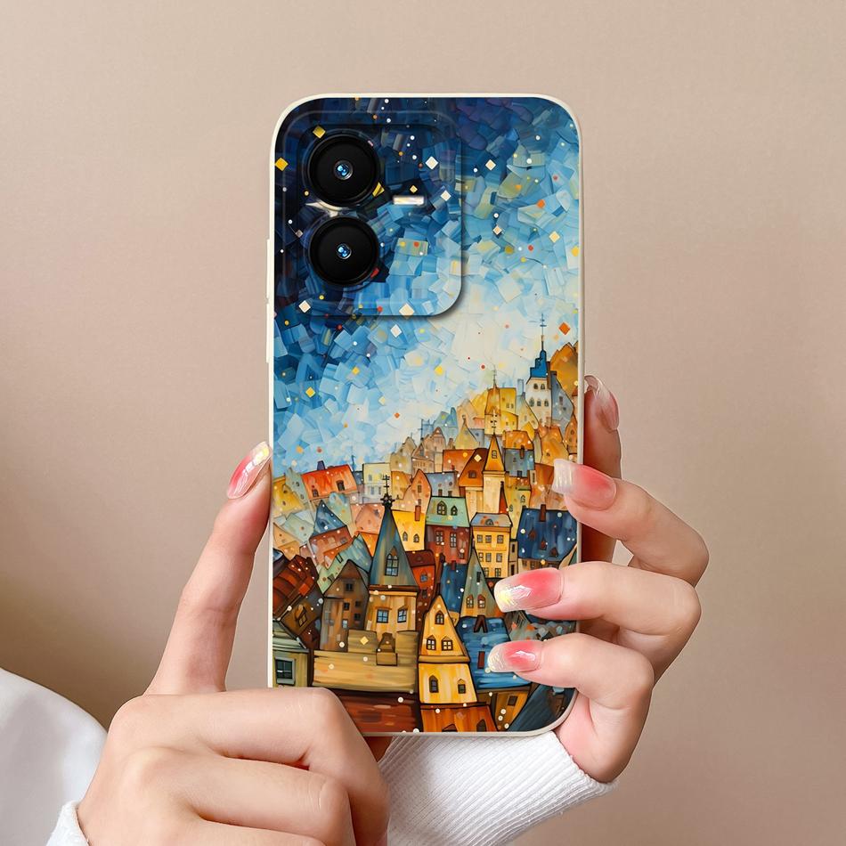 Case For Vivo Y22 Y22S Cover Camera Lens Protector For Vivo Y 22 Soft Liquid Silicone Cartoon Phone Back Covers For Women Man