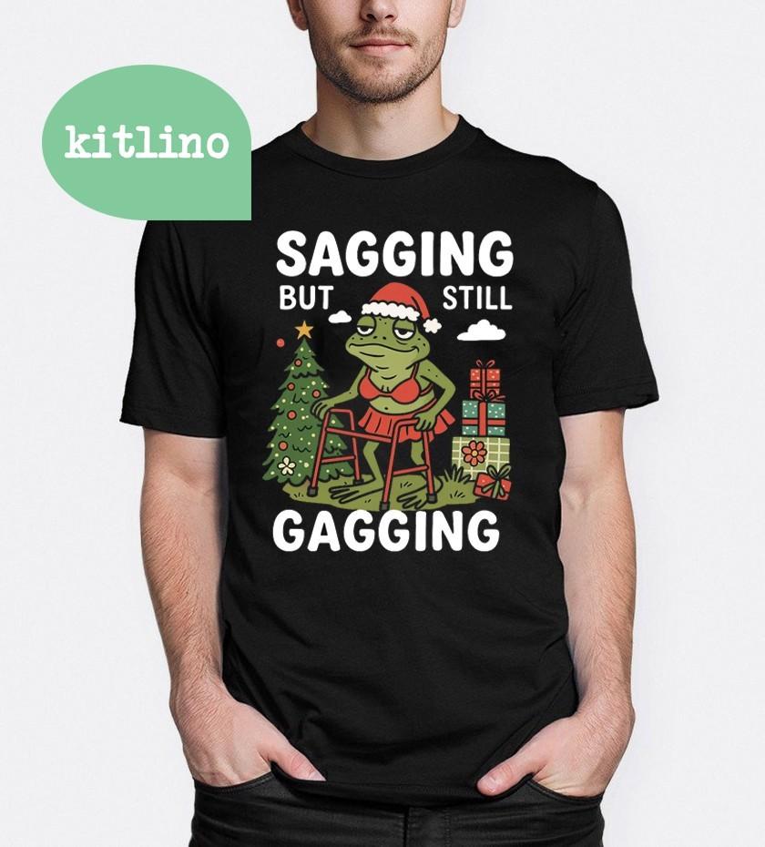 Sagging But Still Gagging Christmas Frog Unisex T-Shirt XL