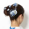 Kamakura Kogei Japanese hair ornament set Carnation flower hair 3 blue [Kamakura Craft] 5-piece clip, hairpin, U-pins, (ulmarine)