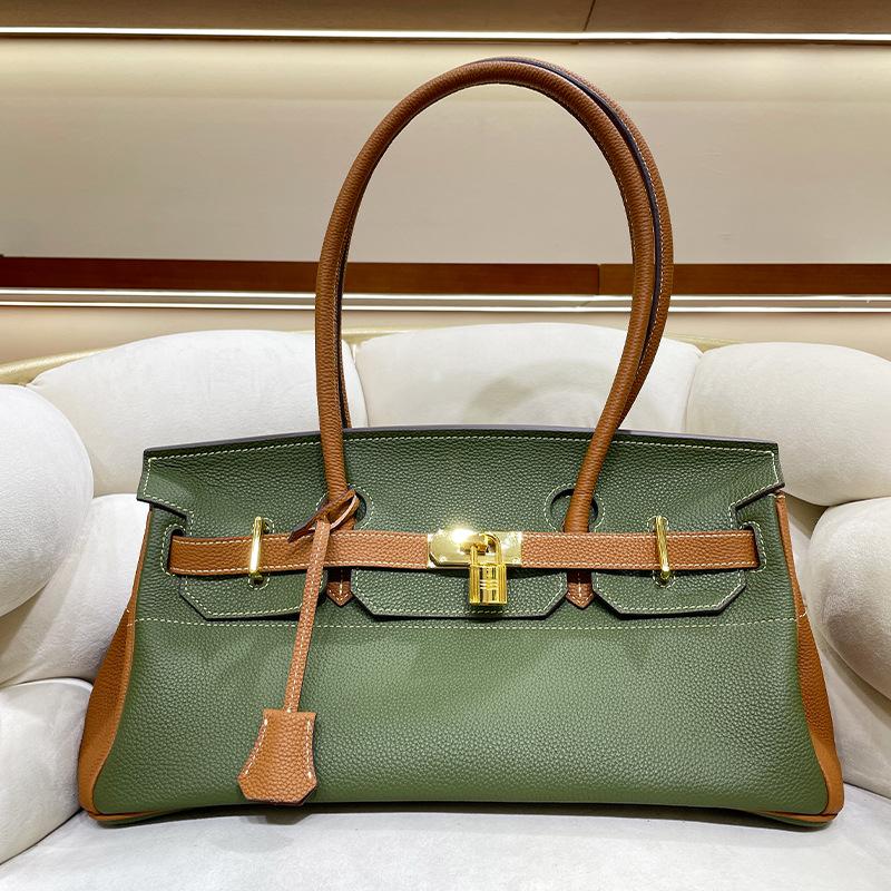 New Premium Bar Platinum Bag Horizontal Togo Leather Head Layer Cowhide Handheld Underarm Bag Genuine Leather Women's Bag