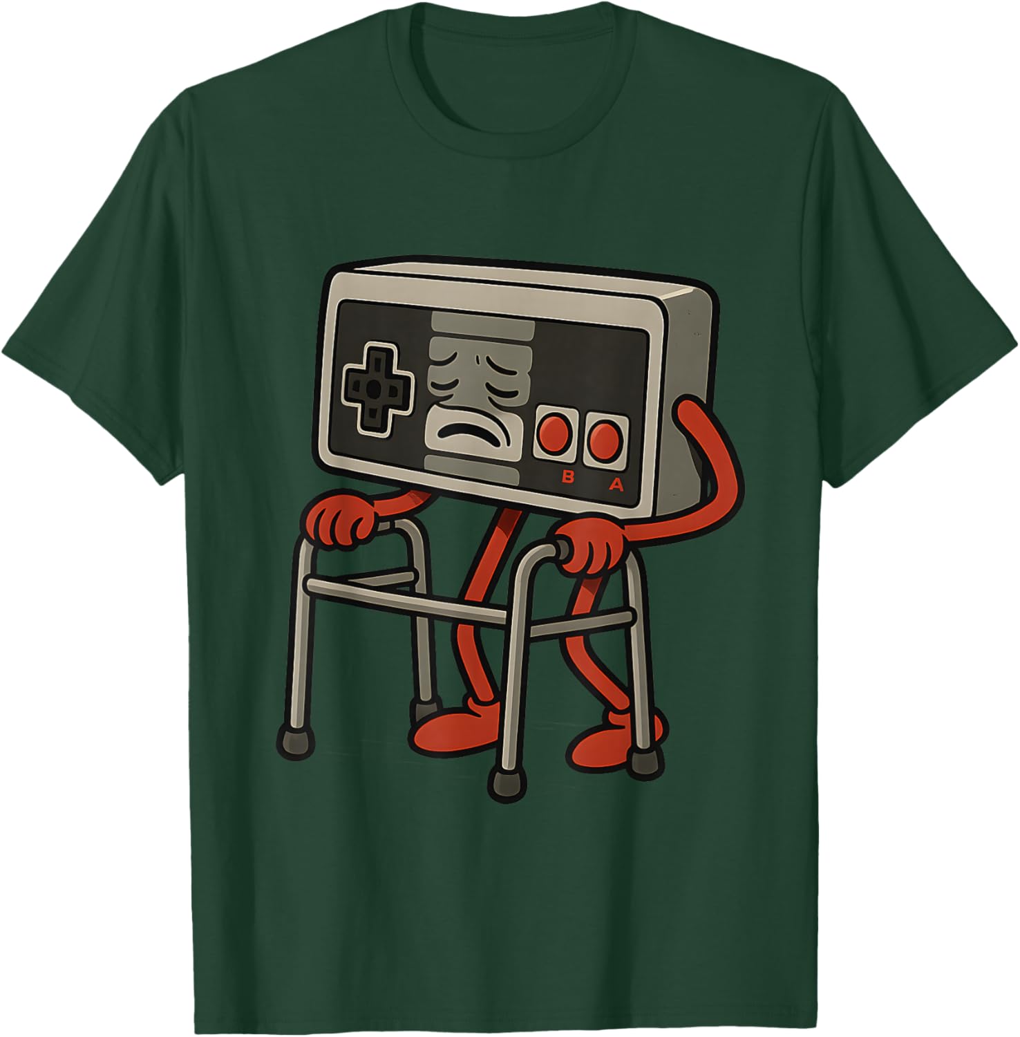Old Gamer Controller Walk Slowly Funny Retro Video Game Graphic T-Shirt Men Casual Daily Tee S