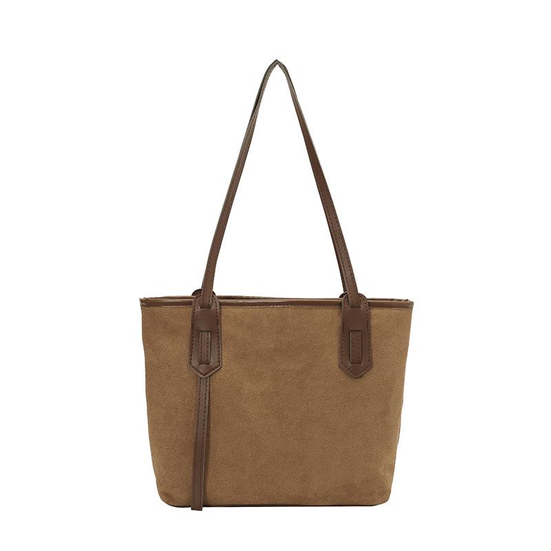 Korean-Style Suede Tote Bag: European & American Retro, Large Capacity, Casual Commuter Shoulder Bag