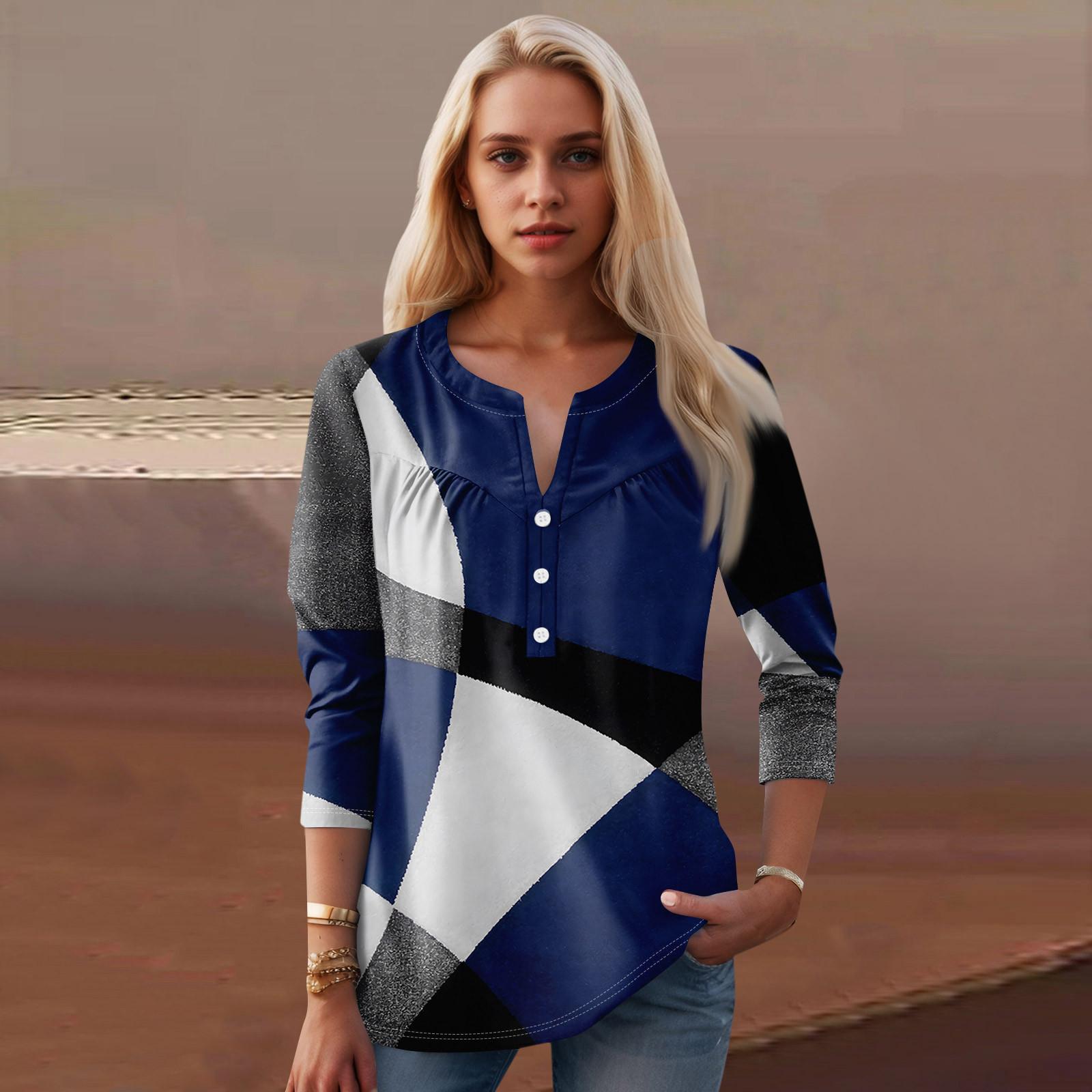 

Женская мода повседневный топ с длинным рукавом и круглым вырезом с цветочным принтом XL