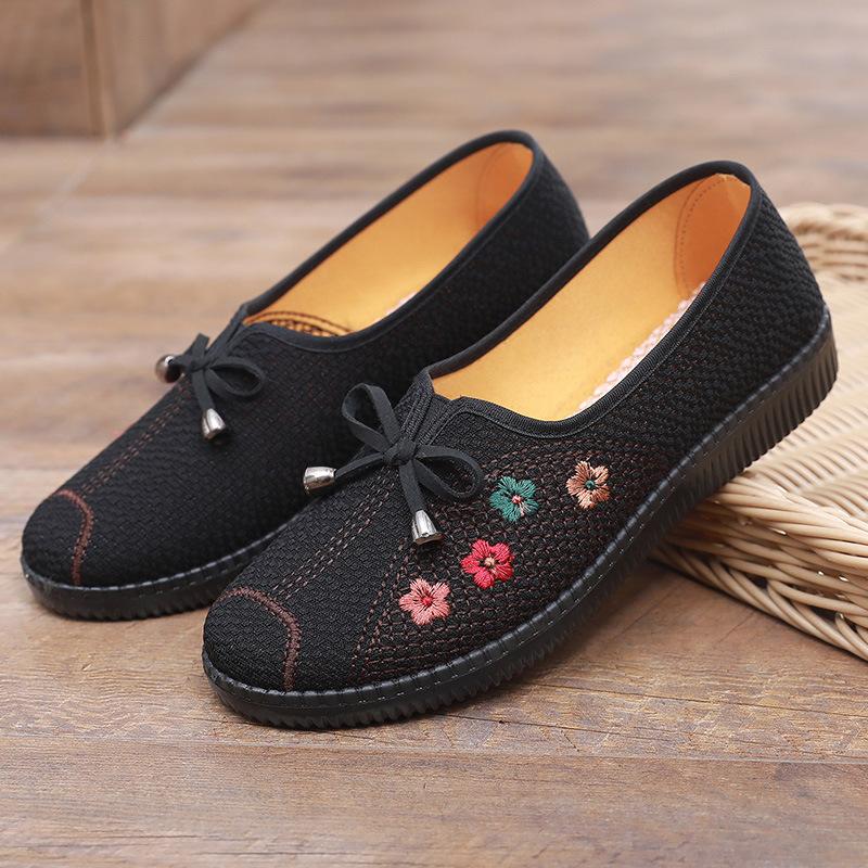 Damskie mokasyny na co dzień wsuwane codzienne płaskie buty robocze eleganckie buty damskie lekkie, oddychające wygodne haftowane mokasyny z okrągłymi noskami