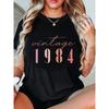 Damen Rundhals Kurzarm T-Shirt in Übergröße mit einem Aufdruck zur Feier des Geburtstags 1984 für Frühling und Sommer