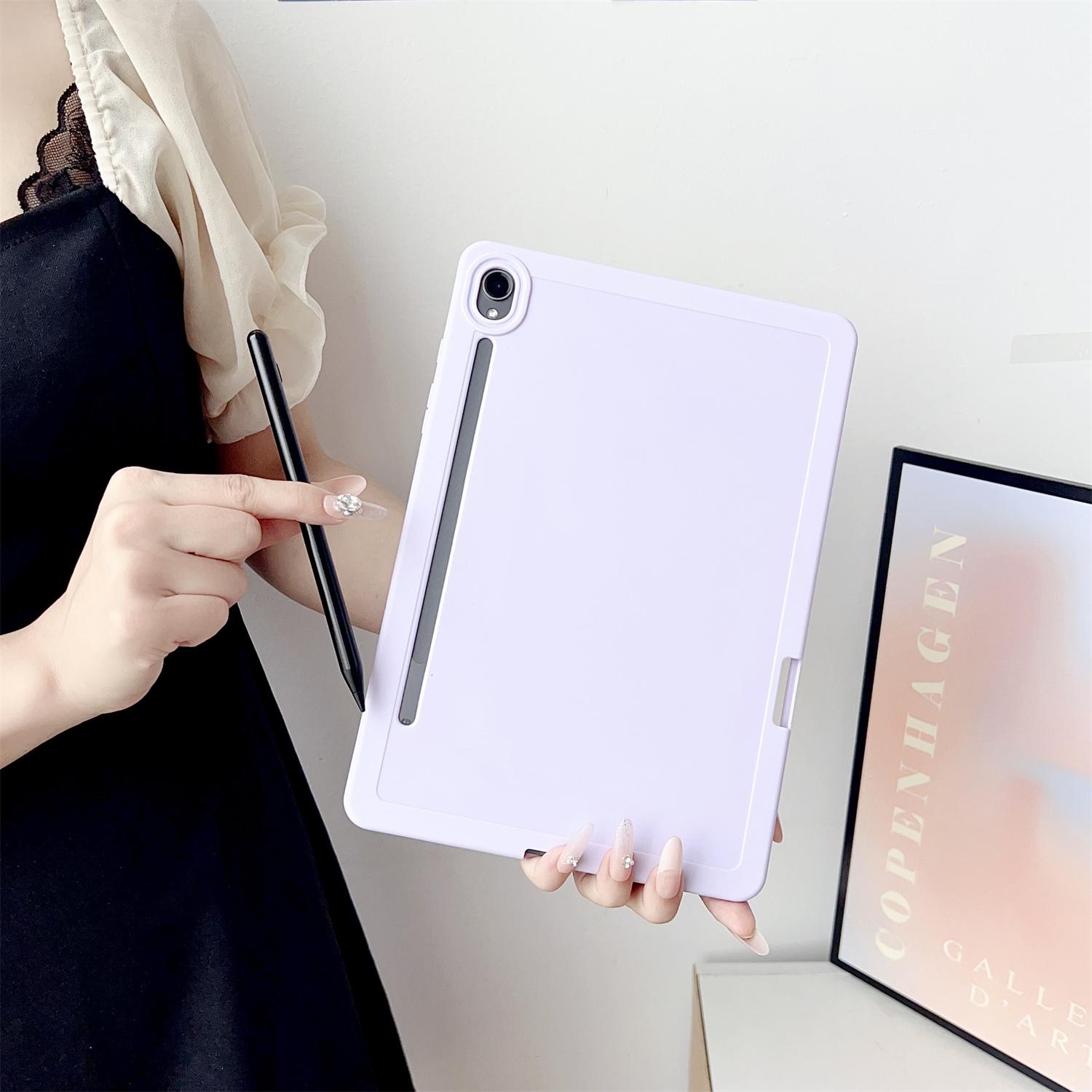 

For Samsung Galaxy Tab S9 Case Solid Color TPU Tablet Cover with Pencil Holder White