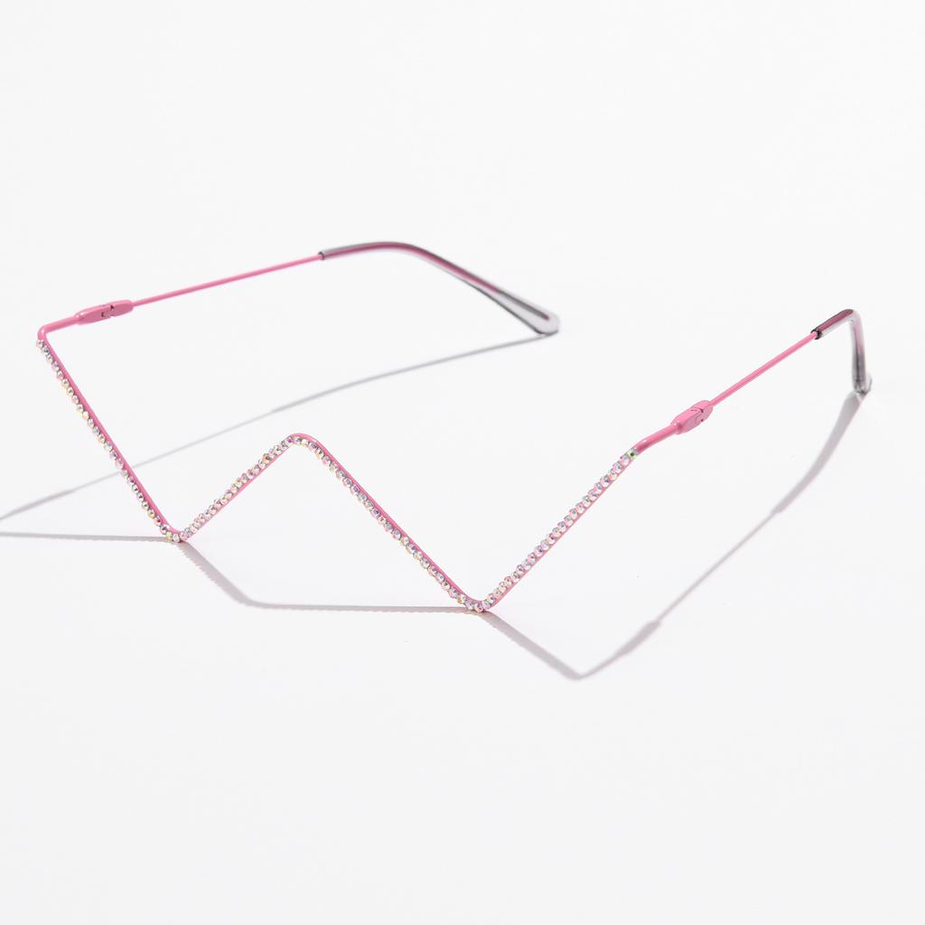 New Fashion Crystal Sunglasses Frames For Women Small Diamond Eyeglasses Line Alloy Frame Eyewear Punk Half Frame Glasses