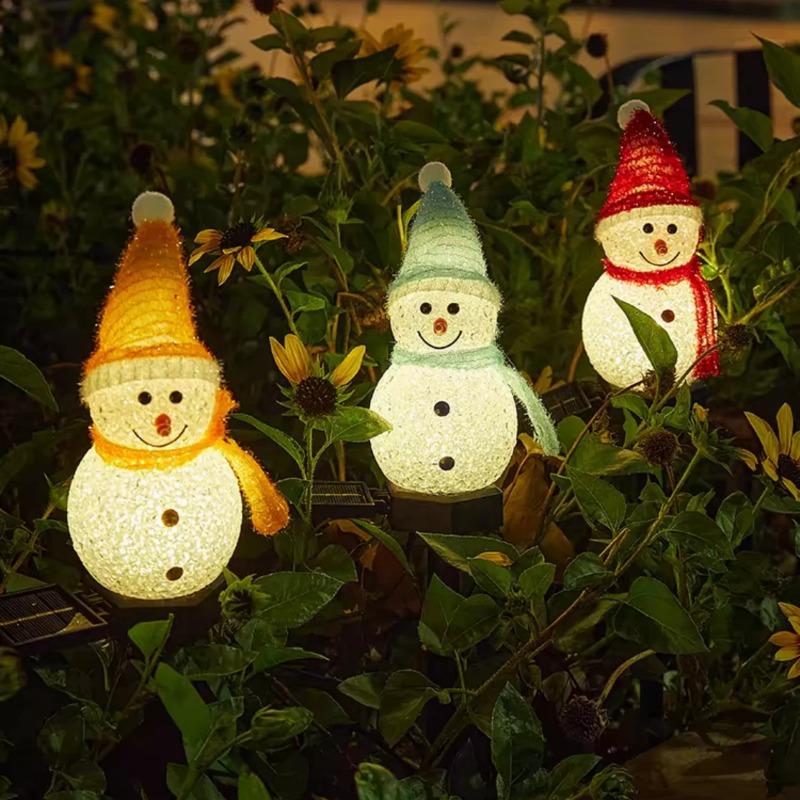 Christmas Snowman Ground Mounted Solar Outdoor Waterproof Lawn Light Courtyard Festive Atmosphere Decoration Warm Night Light