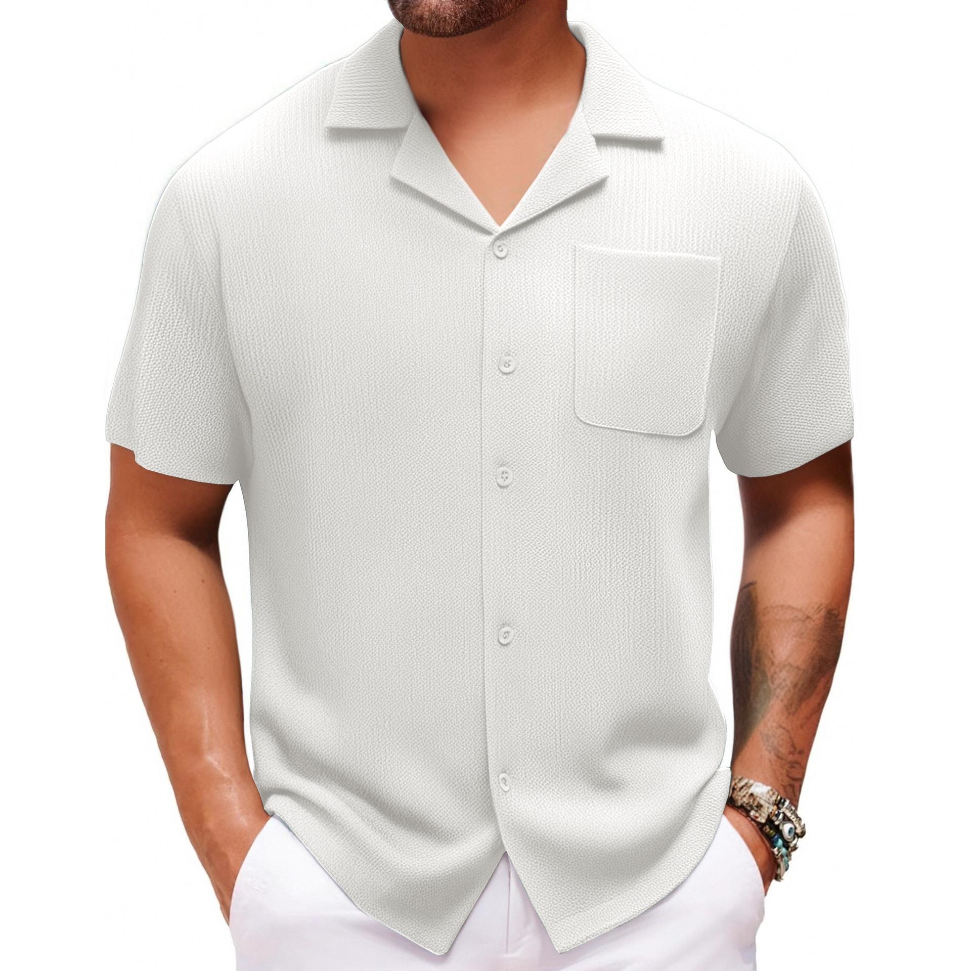 

Men s Short Sleeve Casual Shirt, Classic Mandarin Collar, Button Front, Chest Pocket, Light Green/Black/White 3XL білий