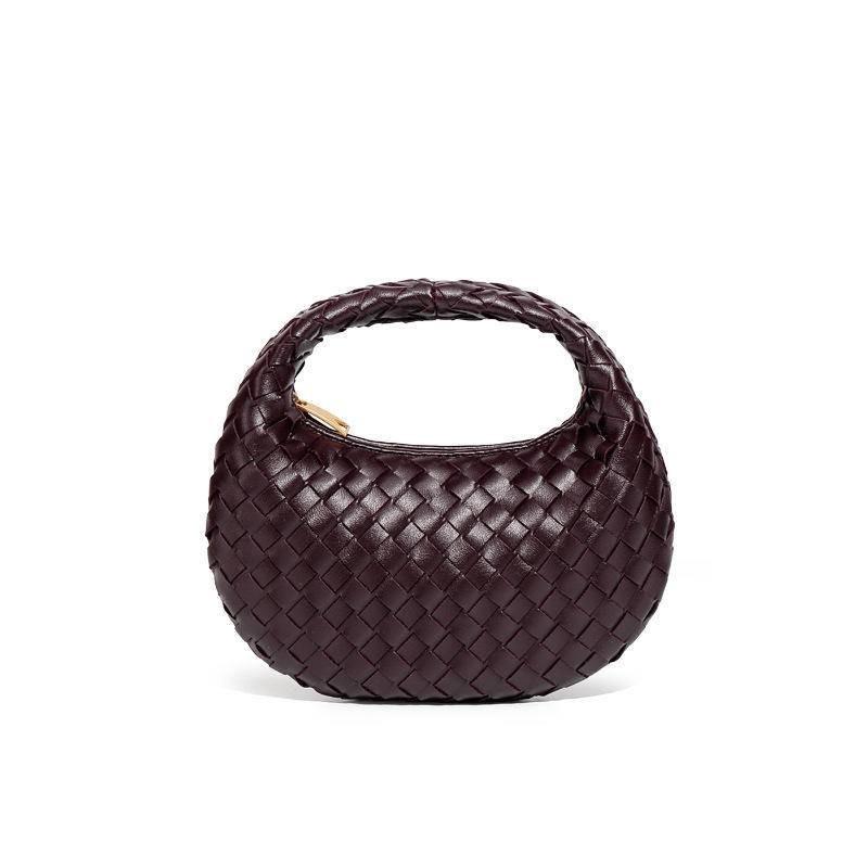 Geflochtene Damen Umhängetasche Mode Einfarbige Mini-Handtasche Hobo-Tasche Beutel Umhängetasche