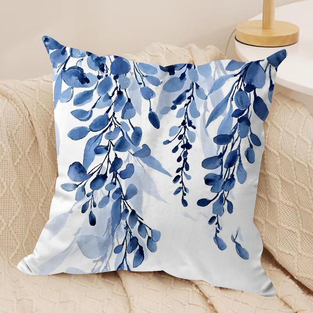 Painted Blue Print Creative Cushion Cover Soft Plush DoubleSided Sofa Pillow Cushion Cover  AllSeason Durable Decor Gift