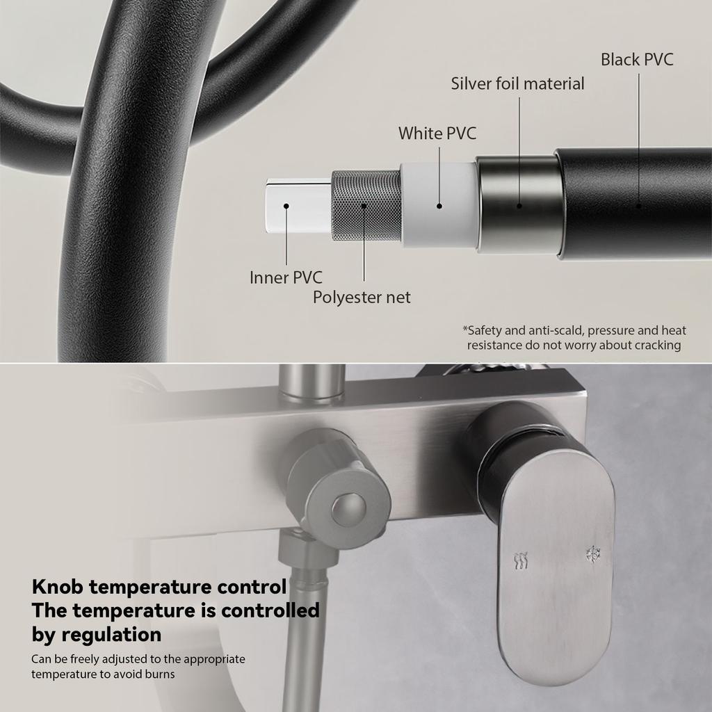 Bathroom Stainless Shower Full Set 3 Fashion Bathtub Shower System Pressed Shower Sets Thermostatic Self-cleaning Shower Faucet