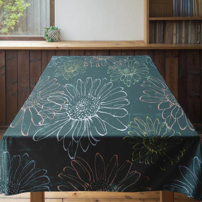 Green Floral Tablecloth Home Decor Dining Cover Soft Matte Print for Kitchen Easy Washable Large Size 180x240cm (Turquoise)