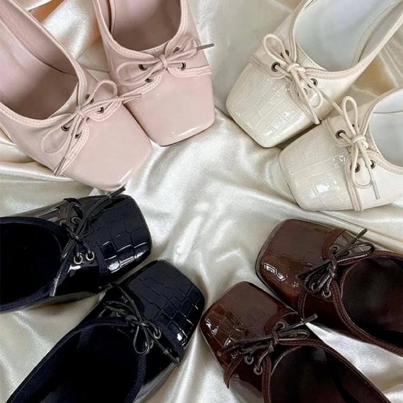 High Heels Women's Loafers Shoes Square Toe Elegant Heels Sandals  Autumn Shallow Fashion Dress Shoes Pumps Mujer