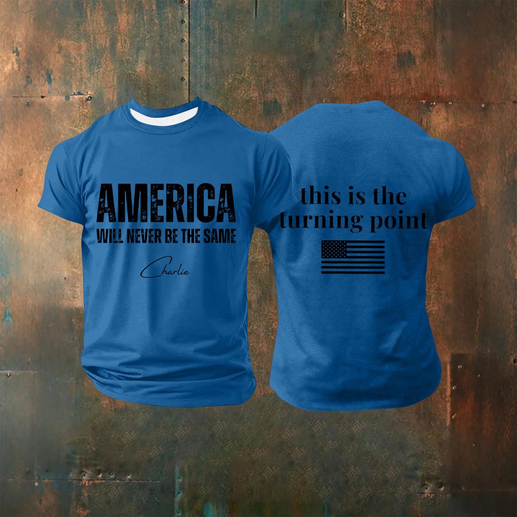 Pánské tištěné tričko s krátkým rukávem Pánský volný ležérní top s krátkým rukávem