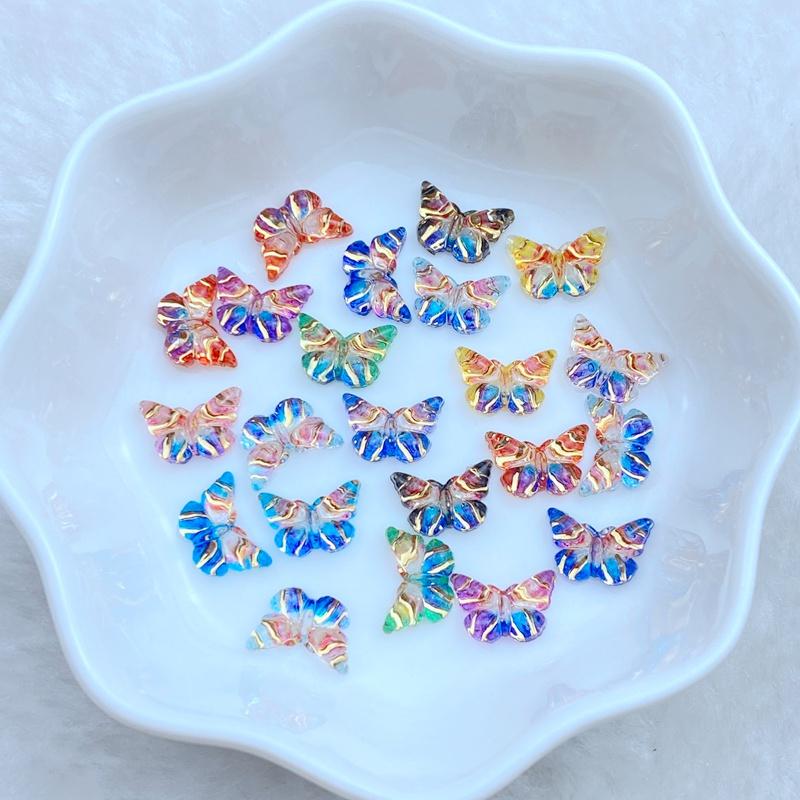 50Pcs New Cute 7*10mm Mini Little Butterfly Series Resin Flatback Ornament Jewelry Making Manicure Hairwear Accessorie