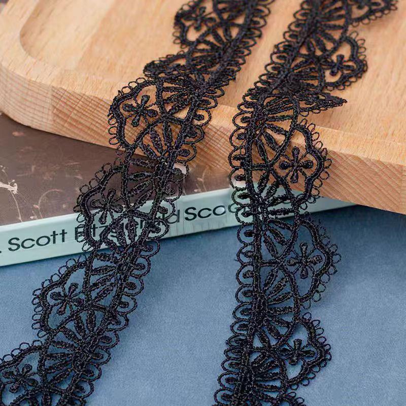 2 Yards/182CM Black Silver Lace Trim Ribbon Hollow-Out Webbing DIY Craft Gift Packing Sewing Decor Supplies 2.6cm
