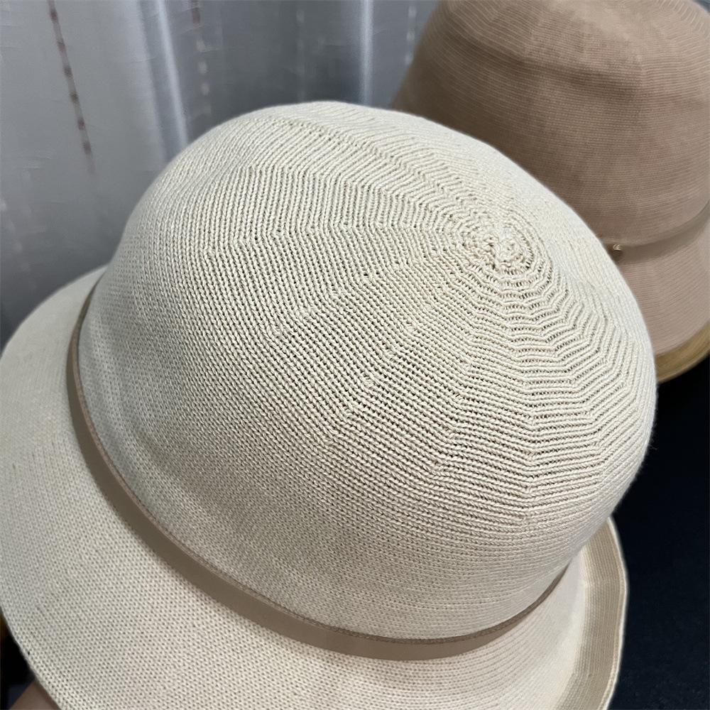 Hat Women's Spring and Autumn Sunscreen Sun Hat Elegant Fashion Leather Buckle Small Warped Edge Top Hat Showing Face Small Bucket Hat Basin Hat Tide