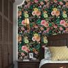 Elegant Green Leaf and Pink Floral Wallpaper Self-adhesive Home Decor Blooming Floral Wall Mural Peony Roses Wallpaper