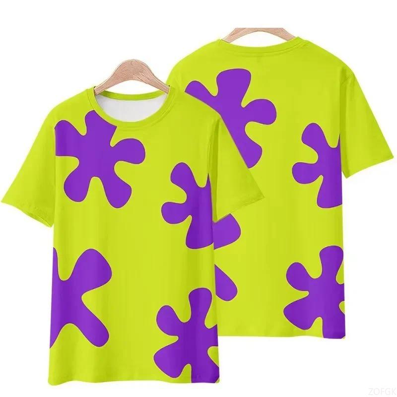 Kid Cute SpongeBob SquarePants 3D Print Sport Fast Dry Tshirt  Casual Women Short Sleeved Adult Children's Parent Child T Shirts
