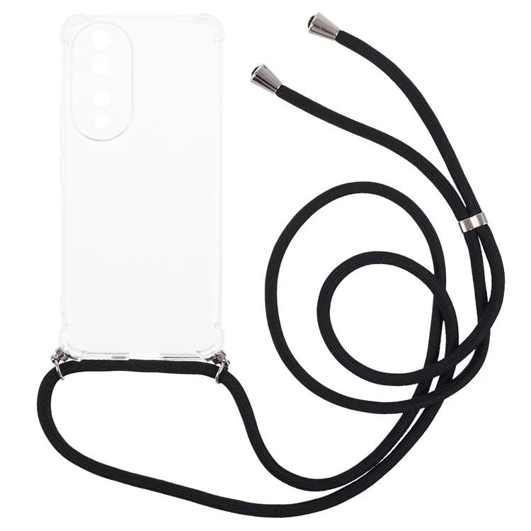 

Чехол для Honor 90 с защитой от падения, четырехугольный прозрачный чехол для телефона из ТПУ со шнурком