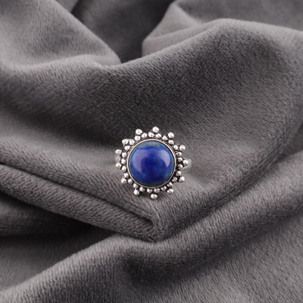 Lapis Lazuli Gemstone Jewelry, 925 Sterling Silver Ring, Handmade Adjustable Ring For Her, Balancing Gemstone Jewelry For Gift