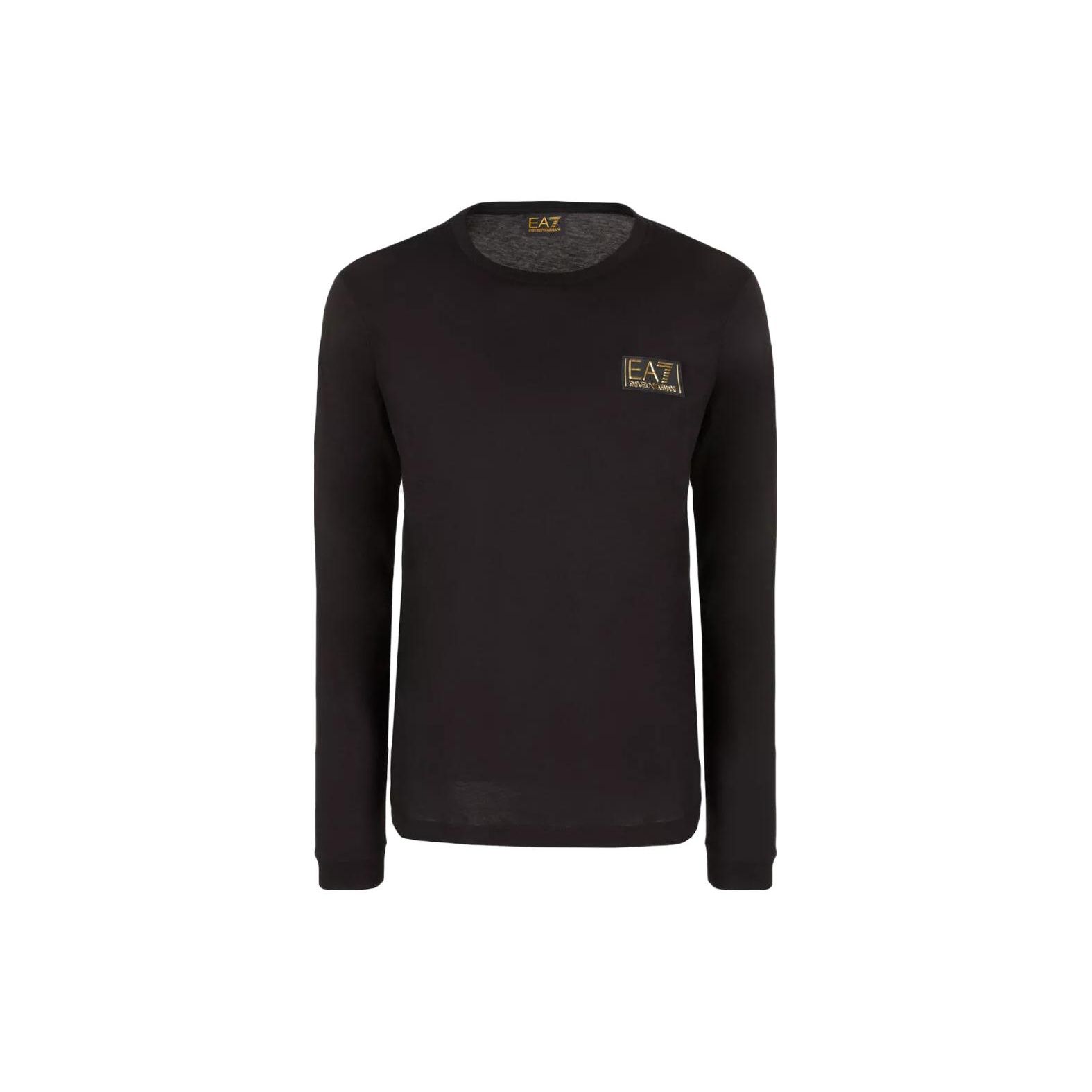 Emporio Armani EA7 Logo Print Crew Neck Long Sleeve T-Shirt Men tops Black 6RPT20-PJM9Z-1200 M