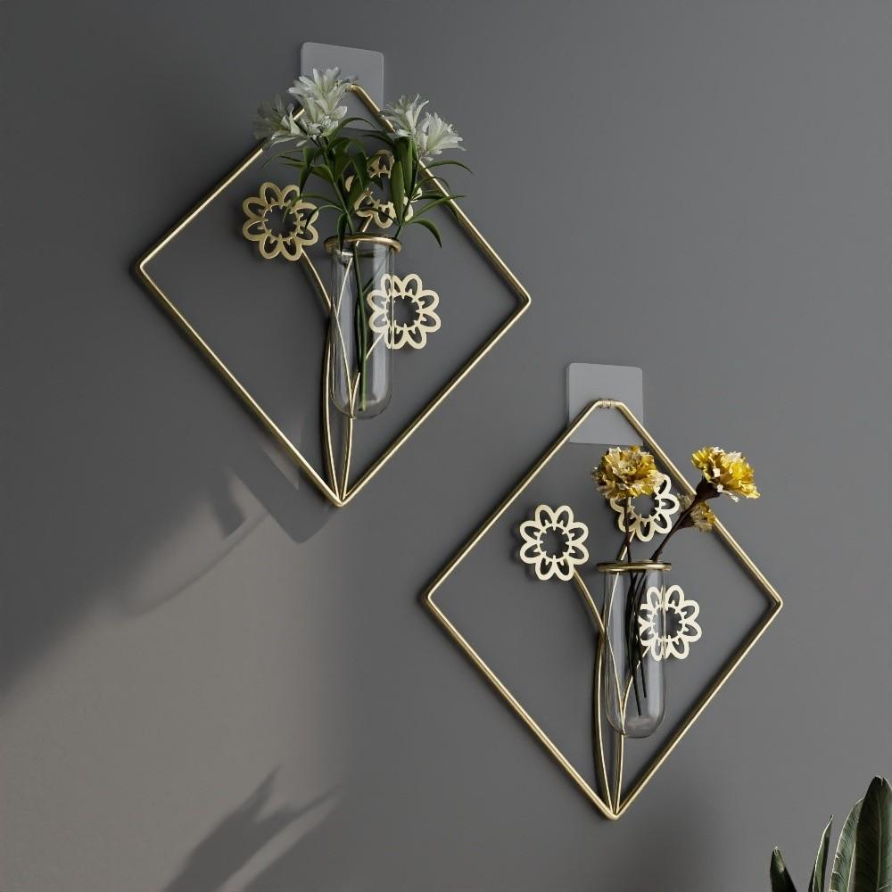 Vase Hydroponic Plant Holder Flower Pot Wall Hanging Planter Shelf Wall Decoration  Modern Room