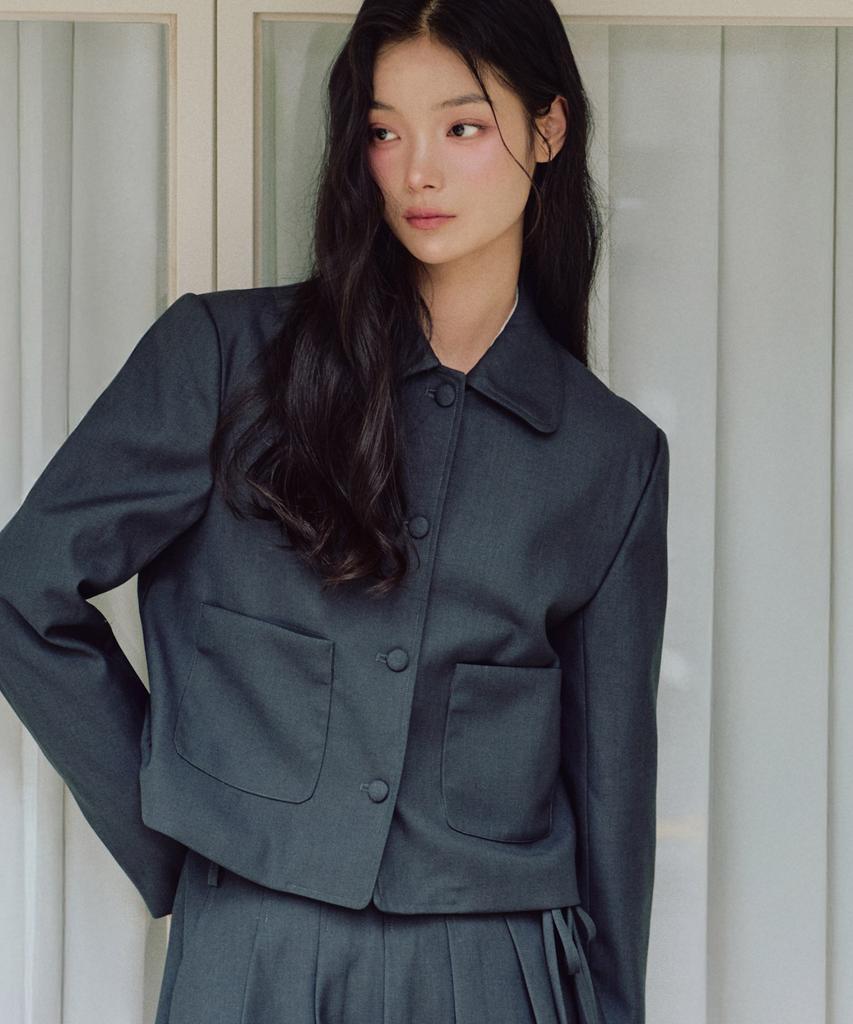 Short Jacket With Zeroplanet Ribbon [Charcoal]