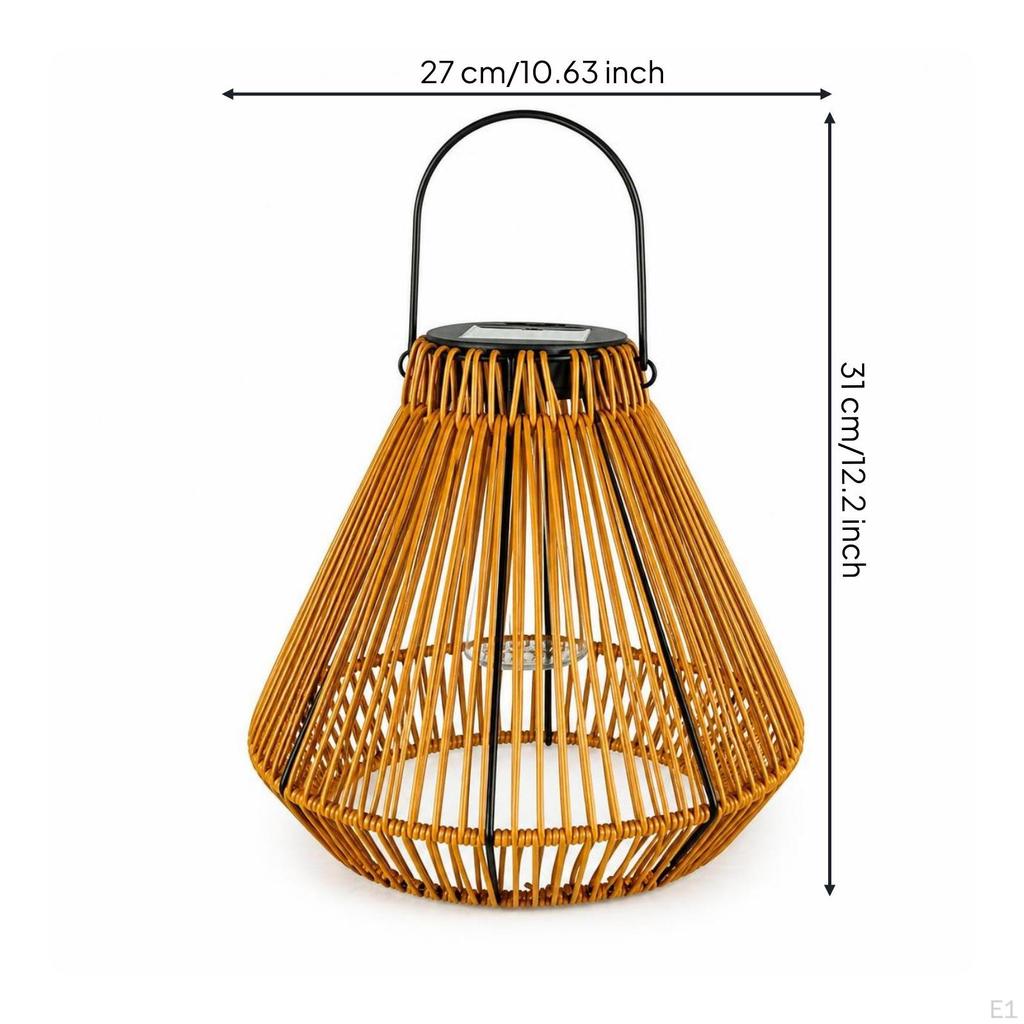 Hanging Solar Lantern Outdoor Rattan Woven Decorative Garden for Patio, Porch,