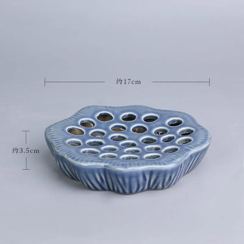 Japanese Style Ikebana Holder Ceramic Lotus Shape Ikebana Flower Arrangement Vase Tea Table Zen Kenzan Flower Art Fixed Tool